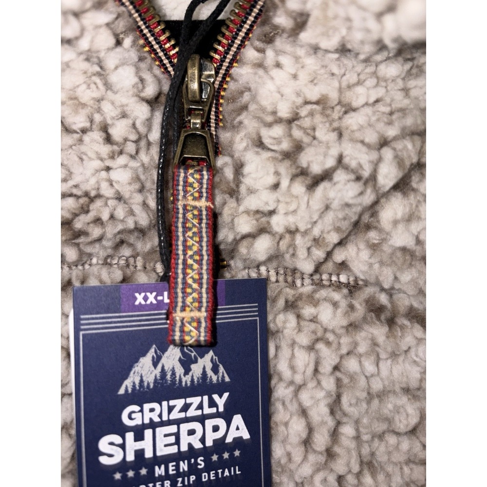 NWT Men's Member's Mark BROWN Sherpa Pullover Quarter Zip Sweater 2XL - Picture 4 of 8